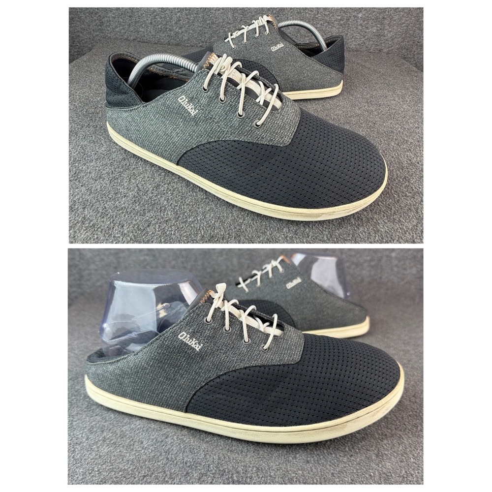 OluKai Nohea Moku Navy Blue Mesh Canvas Boat Shoes Mens 10